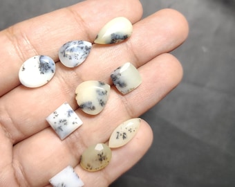 9 Dendritic Agate Gemstones, Faceted Cut, Jewelry Making