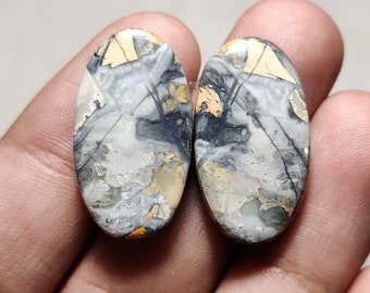 Maligano Jasper Pair Smooth Cabochon, Precious Quality of Oval Shape Maligano Jasper Cabochon for making Jewelry.