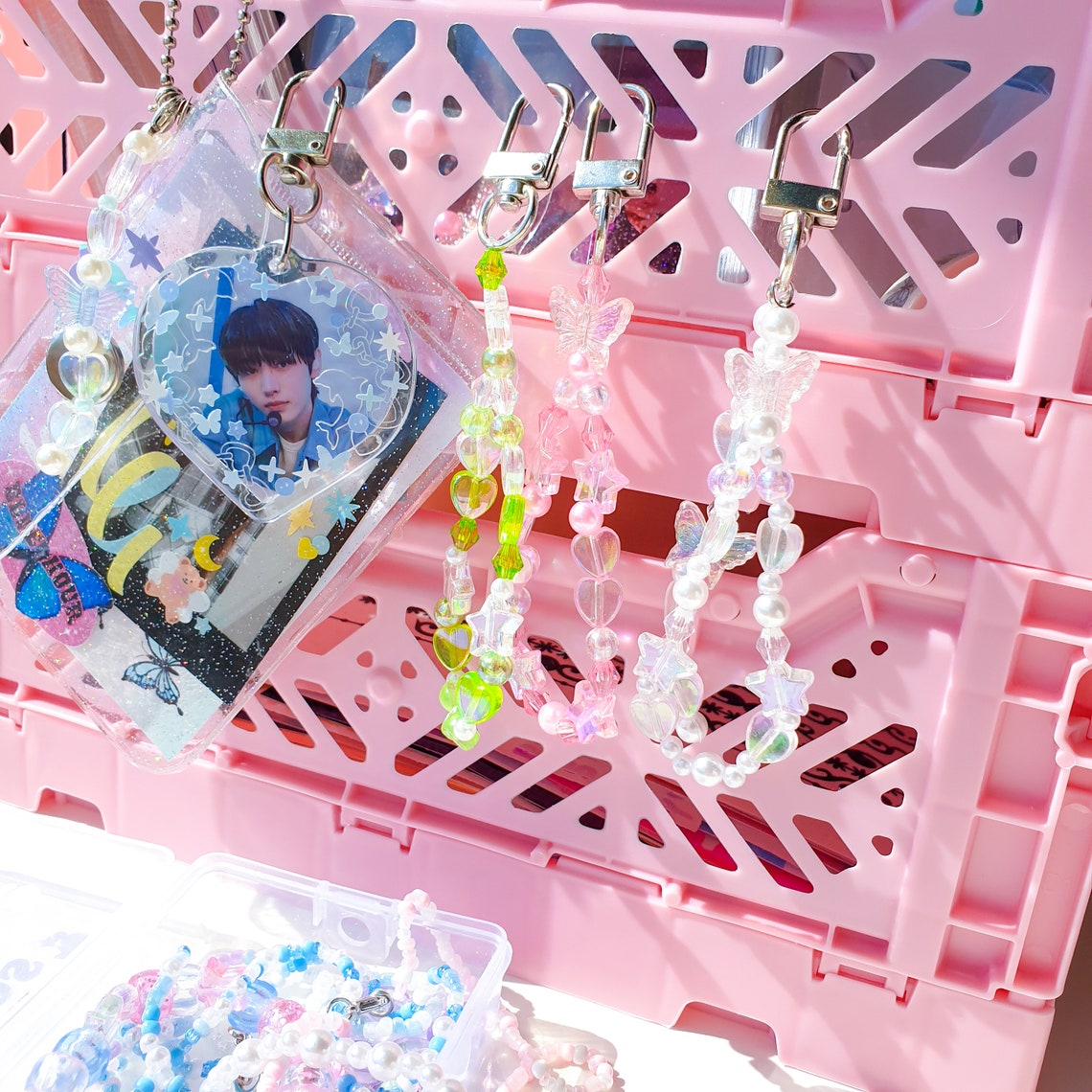 Green nct kpop beaded keychain // y2k charm loop keychain Etsy