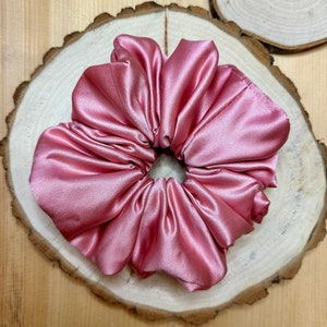 Light pink satin XL hair scrunchie