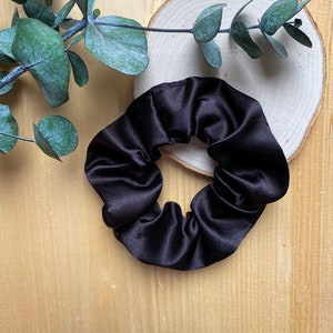 Black satin hair scrunchie
