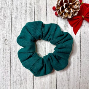 Chouchou à cheveux en tricot côtelé vert, en coton