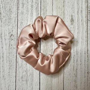 Champagne pink satin hair scrunchie
