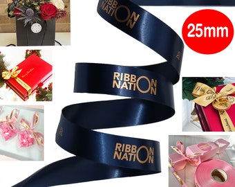 Personalised Satin Ribbon, 25mm Satin Ribbon, Gift Wrapping, Birthdays, Weddings, Anniversary, Customised Ribbon, Corporate Branded Ribbons