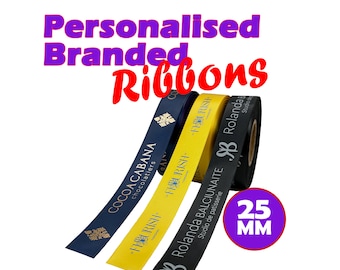 Personalised Branded Ribbon 25mm, Logo ribbon, Perfect for Corporate Gifts, Product Packaging and create brand awareness.