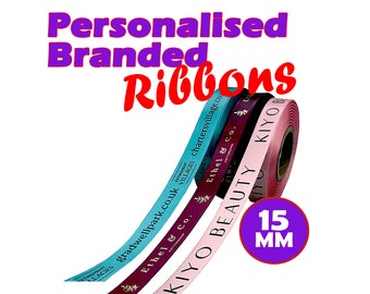 Personalised Branded Ribbon 15mm, Logo ribbon, Perfect for Corporate Gifts, Product Packaging and create brand awareness.