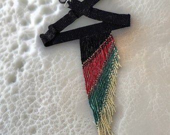 Black Afrocentric choker earring set, seed bead hoop earring set, ethnic jewelry, unique earring ser