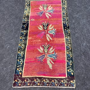 Handmade Vintage Turkish Wool Rug 2.4x5.1 ft - Muted Boho Decor