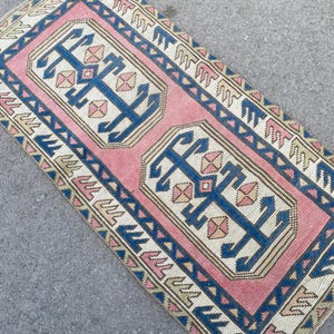2x5 Vintage Turkish Wool Rug: Muted Boho Hallway Runner