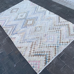 Oushak Rug 5x8 ,Blue Turkish Rug,Vintage Rug, Handmade Rug, Blue Area Rug,Accent Rug,Living Room Rug, Oushak Rug, Decorative Rug, 4&#39;5&quot;7&#39;6
