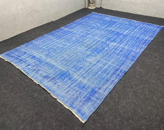 7x11 Vintage Hand-Knotted Oushak Wool Turkish Rug.Tax Free USA