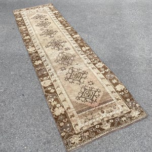 3x11  Runner Rug, Turkish Runner Rug, Oushak Runner Rug, Vintage Rug, Orange Runner Rug, Hallway Rug, Handmade Runner Rug,    2.9 x 10.5 ft.