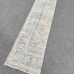 Vintage Oushak Wool Runner Rug: Turkish Hallway Rug (2x6.9 ft)