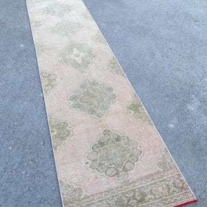 3x11  Runner Rug, Turkish Runner Rug, Oushak Runner Rug, Vintage Rug, Orange Runner Rug, Hallway Rug, Handmade Runner Rug,    2.6 x 10.9 ft.