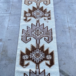Handmade Vintage Turkish Wool Rug 2.1x5.3 ft - Muted Boho Decor