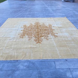 11x14 Vintage Rug,Extra Large Rug,Yellow Area Rug, Turkish Rug,Antique Wool Area Rug,Handmade Rug,Living Room Rug,Home Decor Rug,&quot;11.0x13.5&quot;