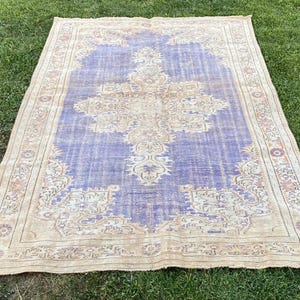 Vintage Oushak Wool Rug: 6.2x9.2 ft, Handmade Turkish Area Rug