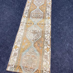 Vintage Oushak Runner Rug: Hand-Knotted Wool, 2.3x7.2 ft