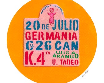 Impression d’art de panneau de bus colombien – « 20 de Julio » par Camila Tellez (Tabla de Bus Bogota)