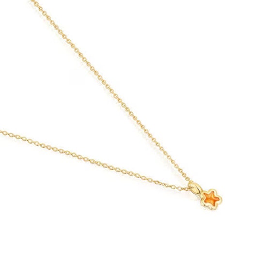 Tous Silver Vermeil Gregal Orange Flower Necklace