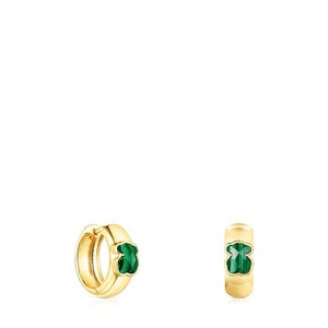 Tous Small Silver Vermeil and Malachite Icon Color Earrings - Etsy UK