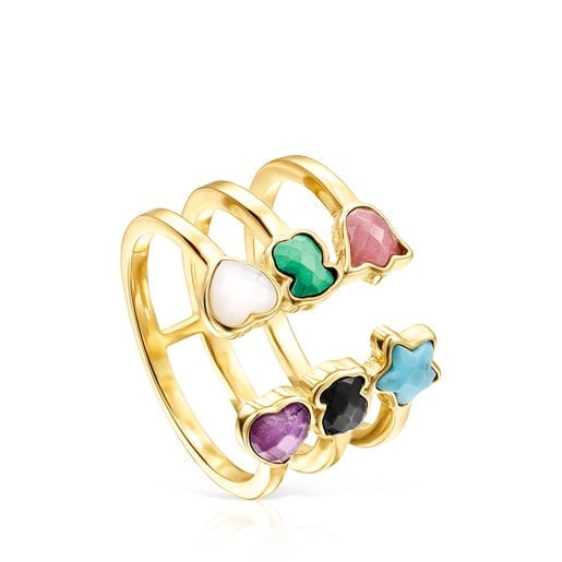 Tous Glory Open Vermeil Ring With Gemstones Size 13 - Etsy