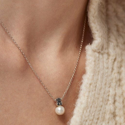 TOUS Silver TOUS Sweet Dolls Necklace With Pearls and Bear Motif - Etsy