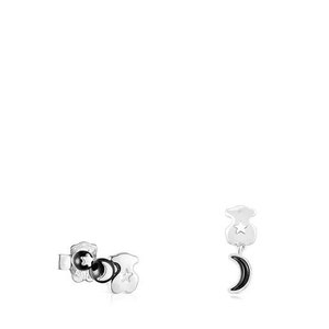 Tous Silver Magic Nature Bear-moon Earrings With Onyx - Etsy
