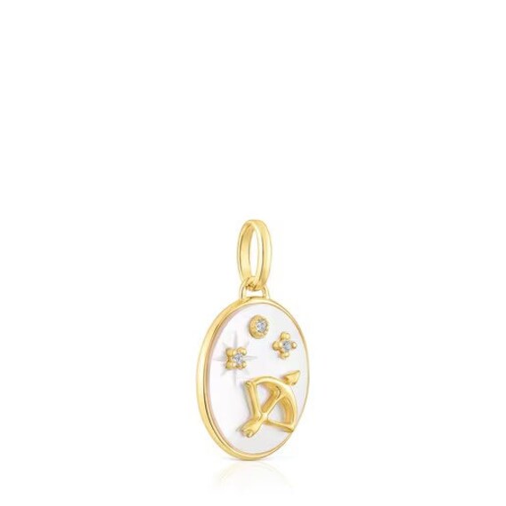 Tous Sagittarius Pendant in Silver Vermeil With Mother of pearl