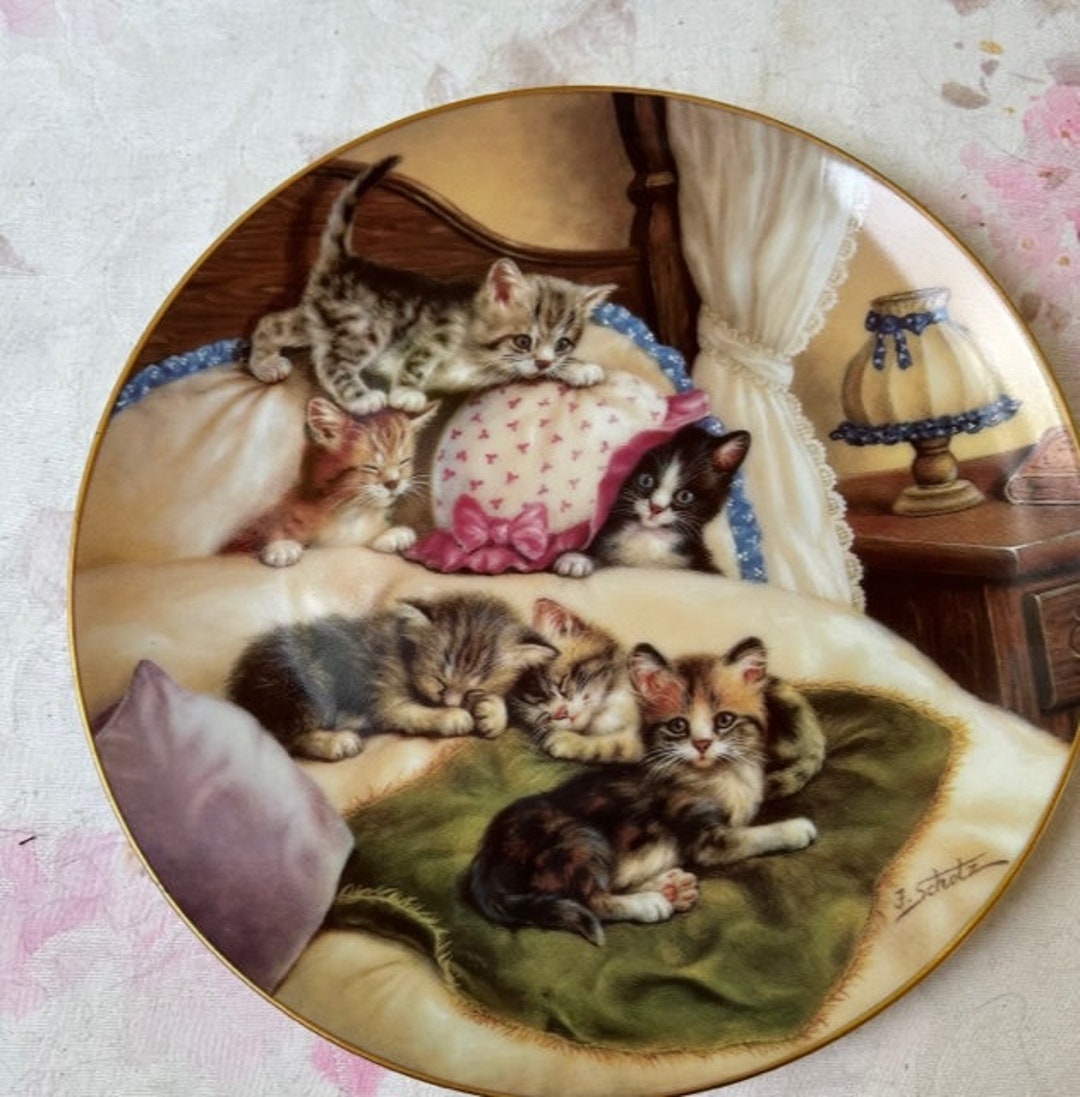 The Bradford Exchange Decorative Kittens Plate 'im Himmelbett' Etsy