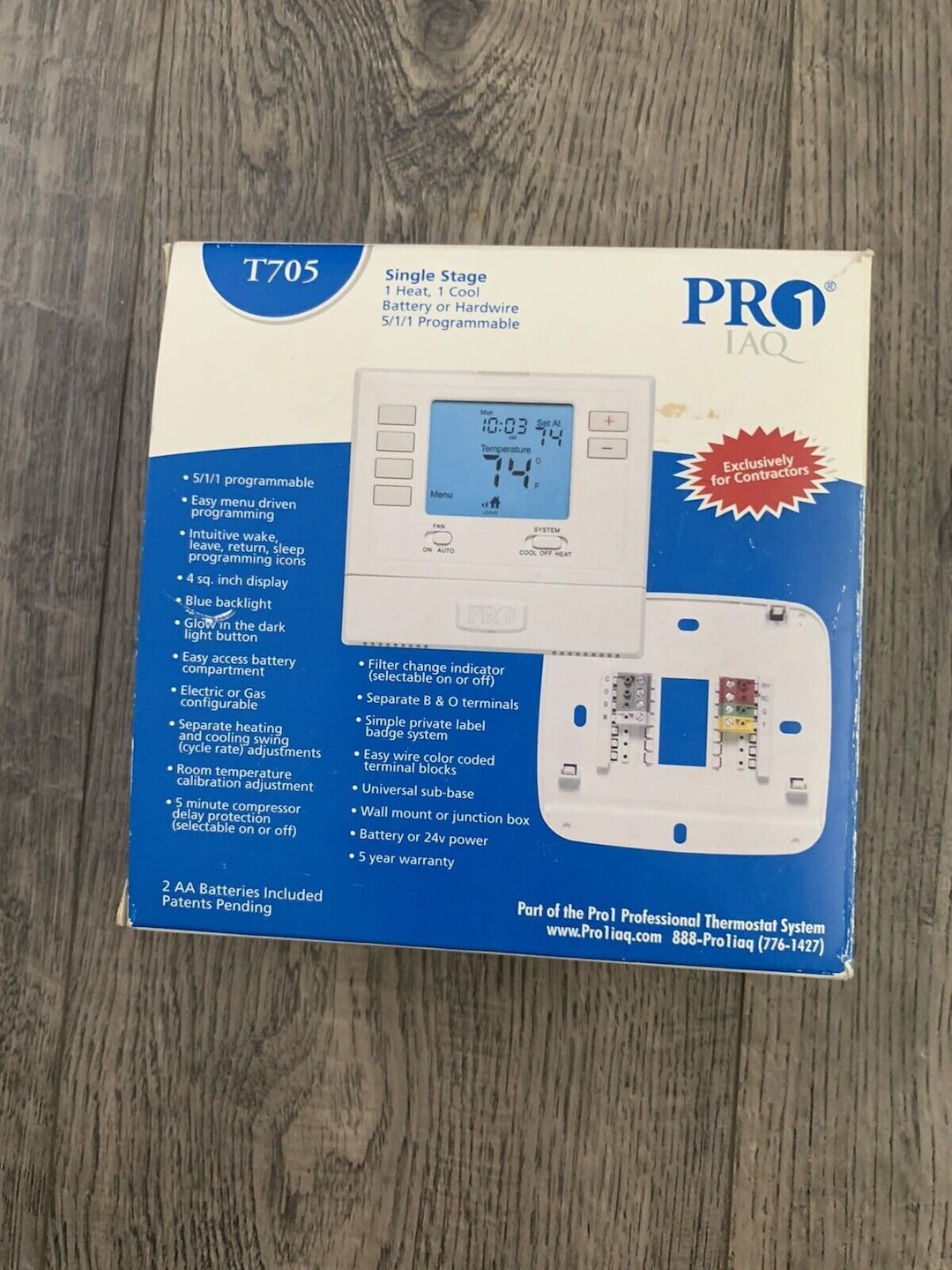 Pro1 T705 Digital Thermostat 1 Cool / 1 Heat , Programmable Schedule