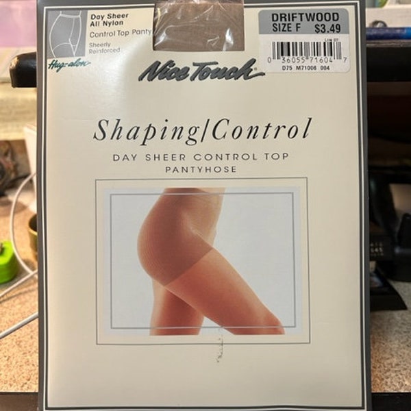 Vintage Nice Touch Shaping / Control  Sheer Pantyhose - Driftwood - Size F