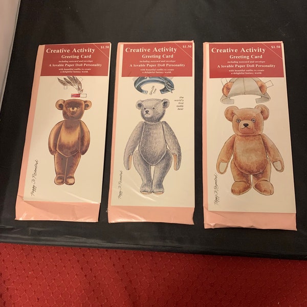 Creative Activity Paper Doll Greeting Card Sets (Lot Of 3) - Bear Set
