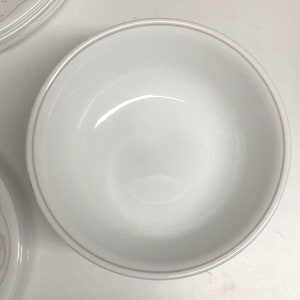 Corelle Rose Sandstone Trellis Calico Rose - 6&quot; Cereal Bowls - Set Of 4 - Grey/Beige Stripe Rim