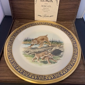 Lenox Collector Plate - Woodland Wildife - Designed by Boehm - Bobcats - 1980 - 8th In Series