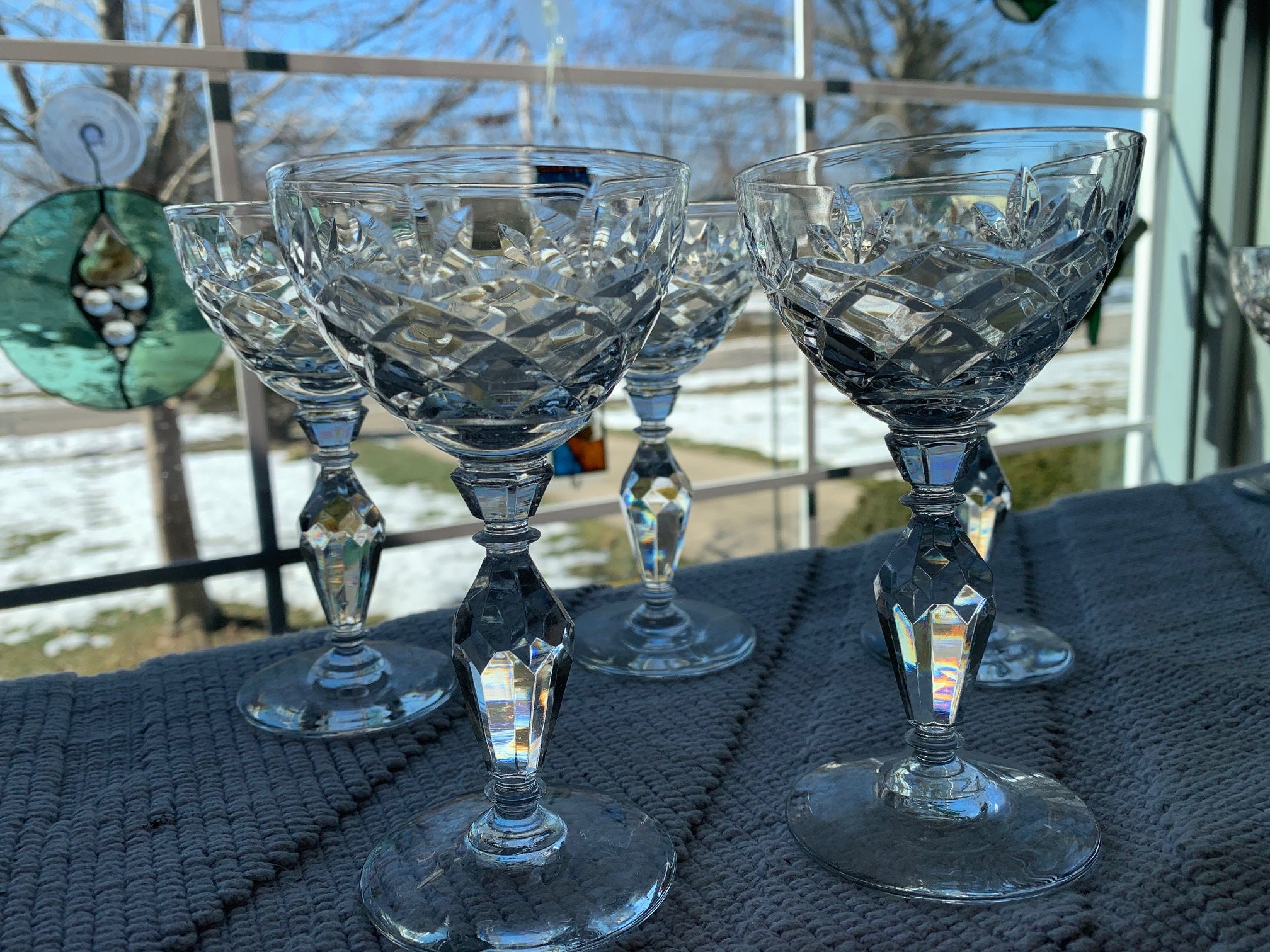 5 Vintage Crystal Cordial Glasses Etsy