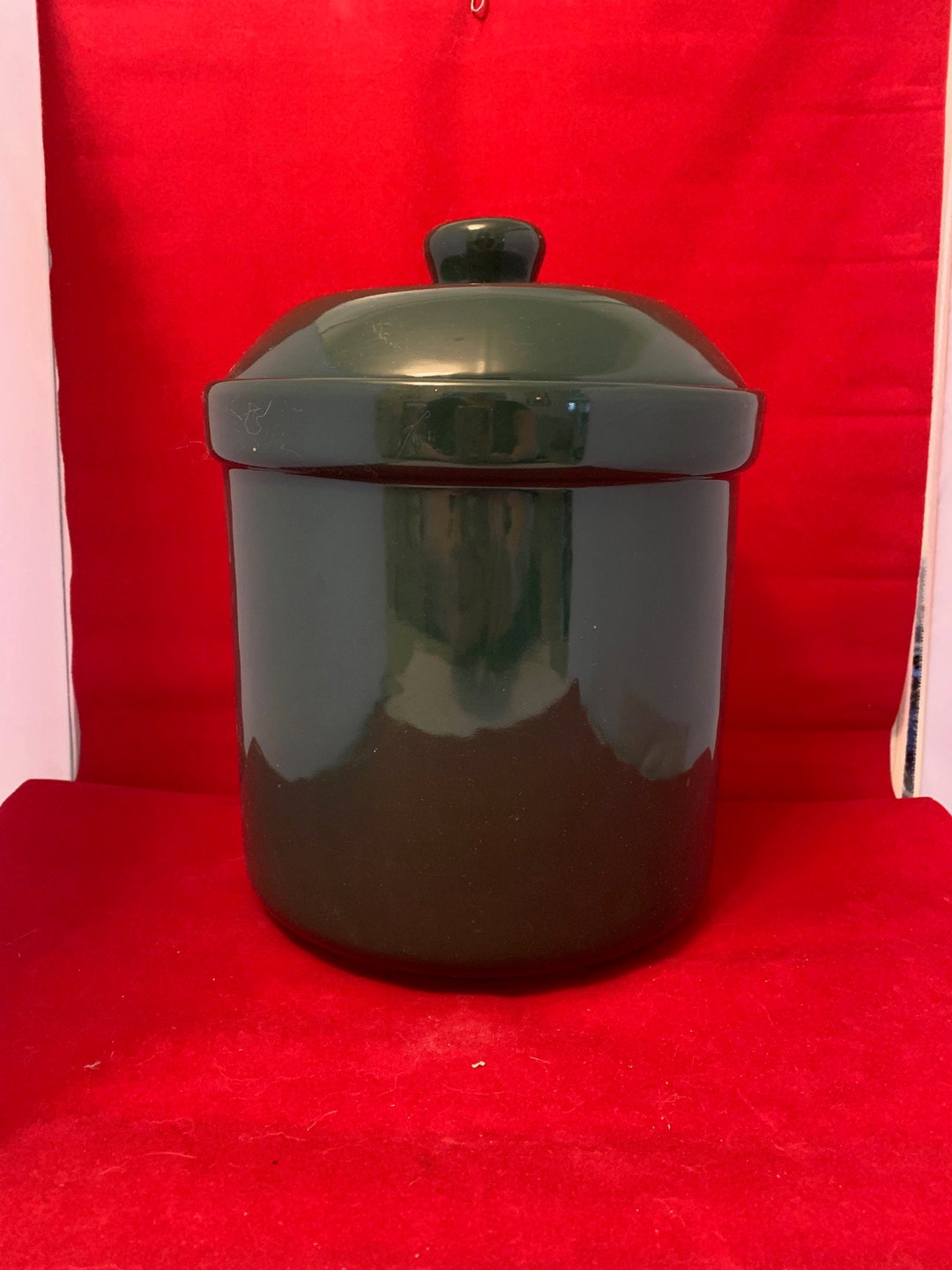 Ceramic Dark Green Cookie Jar Etsy