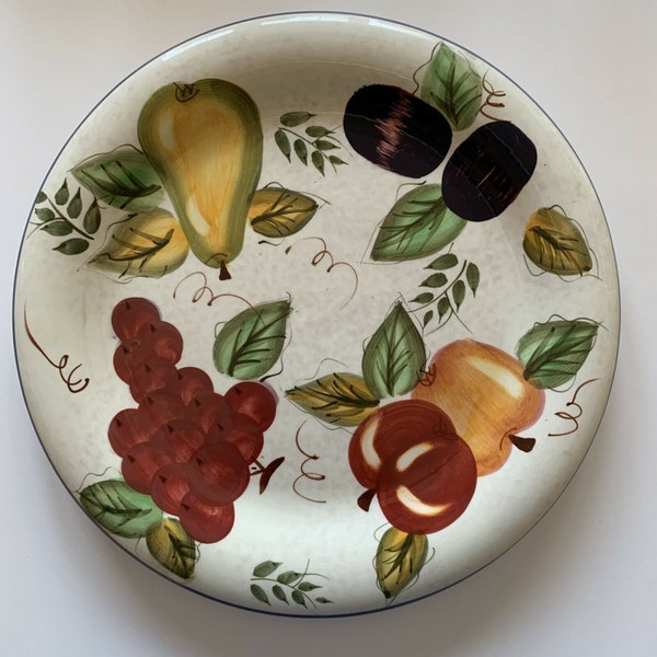 Oneida Vintage Fruit - Dinner Plate and Salad Plate - Hand Painted Pear Apple Plum