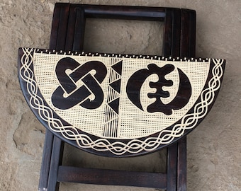 African vintage coffee  Table | African foldable table | Adinkra Symbol Table