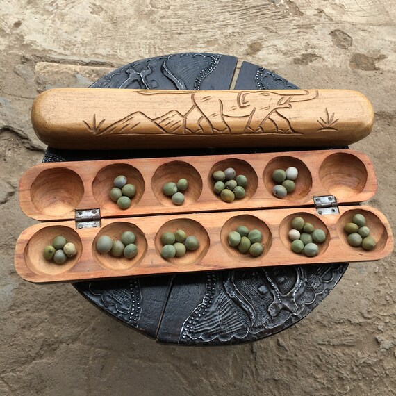Mancala Board Game Oware Wood Board Game Handmade Oware Etsy Canada