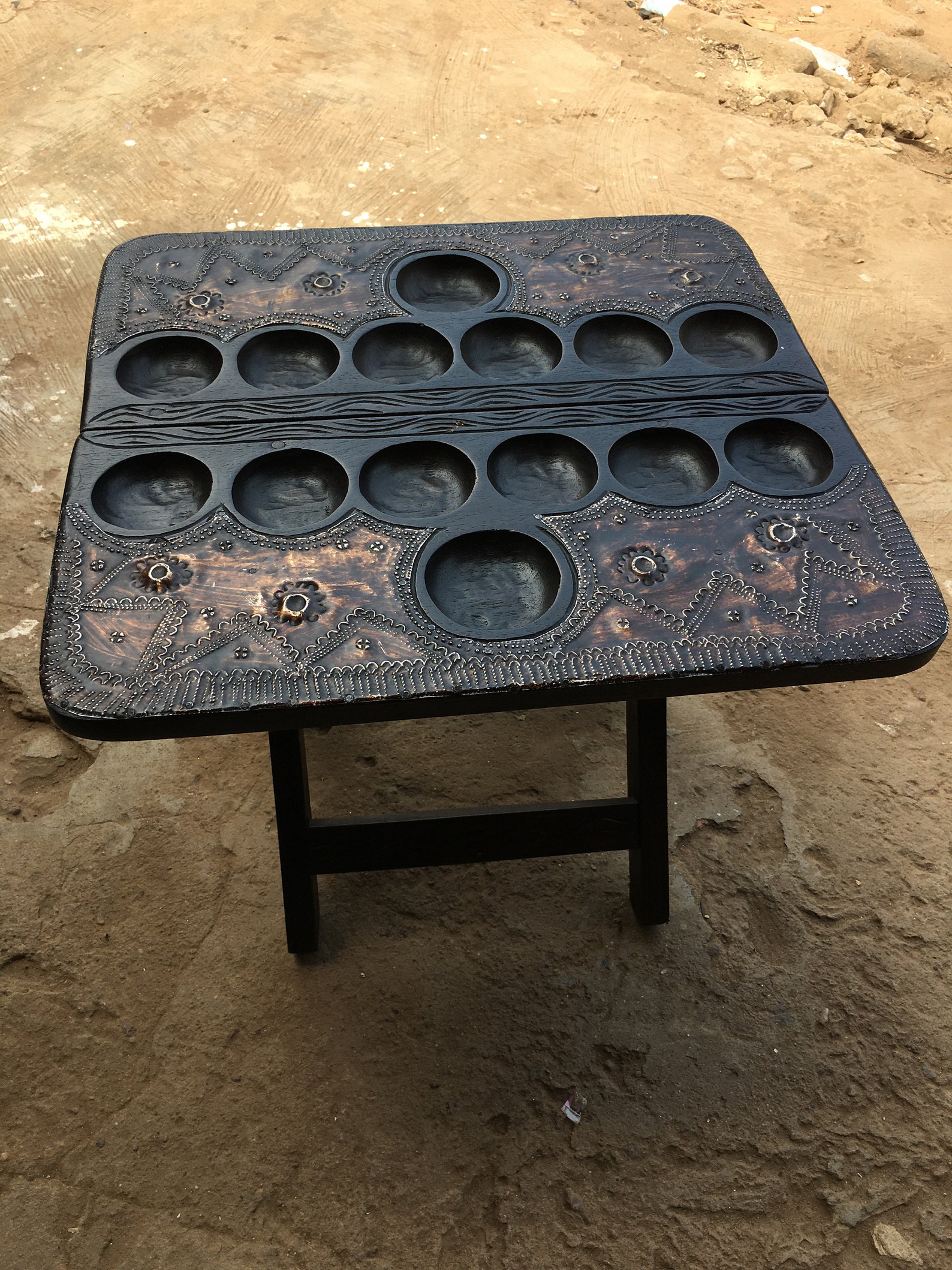 Mancala Board Game Table Mancala Oware Board Game Ghana Etsy
