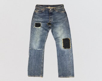Vintage 90s Dirty Ripped Levis 501 Jeans 30x33, Levis High