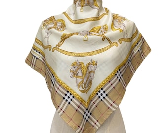 Vintage Burberry-zijden sjaal, zijden sjaal van keperstof, vintage zijden uitlaatdemper, vintage sjaal, vintage nekaccessoires, vintage zijden sjaal