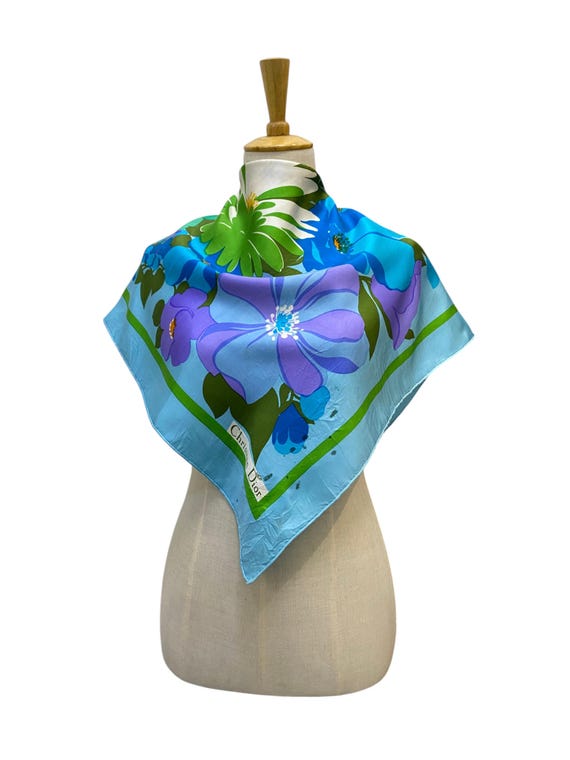 Vintage Dior Silk Scarf, Twill Silk Scarf, Vintage Silk Muffler, Vintage Neck Scarf, Vintage Neck Accessories, Vintage Silk Scarf