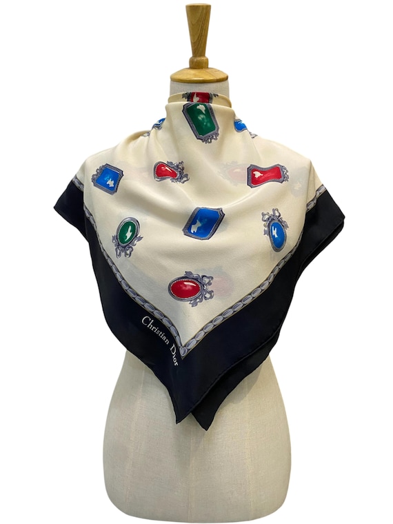 Vintage Dior Silk Scarf, Twill Silk Scarf, Vintage Silk Muffler, Vintage Neck Scarf, Vintage Neck Accessories, Vintage Silk Scarf