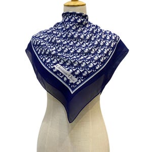 Vintage Dior Oblique Silk Scarf, Twill Silk Scarf, Vintage Silk Muffler, Vintage Neck Scarf, Vintage Neck Accessories, Vintage Silk Scarf