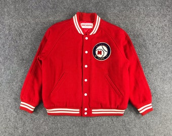 Vintage Miki House Wool Jacket Medium Size Vintage Wool Jacket 90s Red Wool Jacket Vintage Winter Jacket Vintage High School Jacket