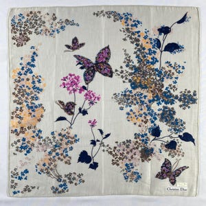 NWT Vintage Christian Dior Handkerchief Retro Cotton Handkerchief Colorful Vintage Hanky Vintage Floral Handkerchief Headscarf Bandana