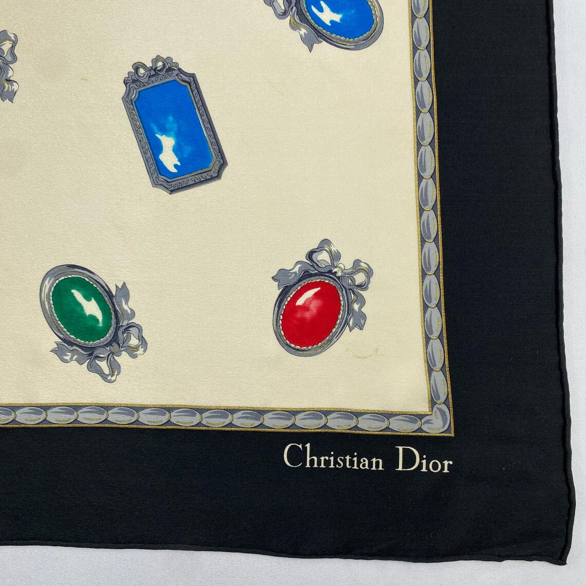Vintage Dior Silk Scarf, Twill Silk Scarf, Vintage Silk Muffler, Vintage Neck Scarf, Vintage Neck Accessories, Vintage Silk Scarf, foto 4 di 5