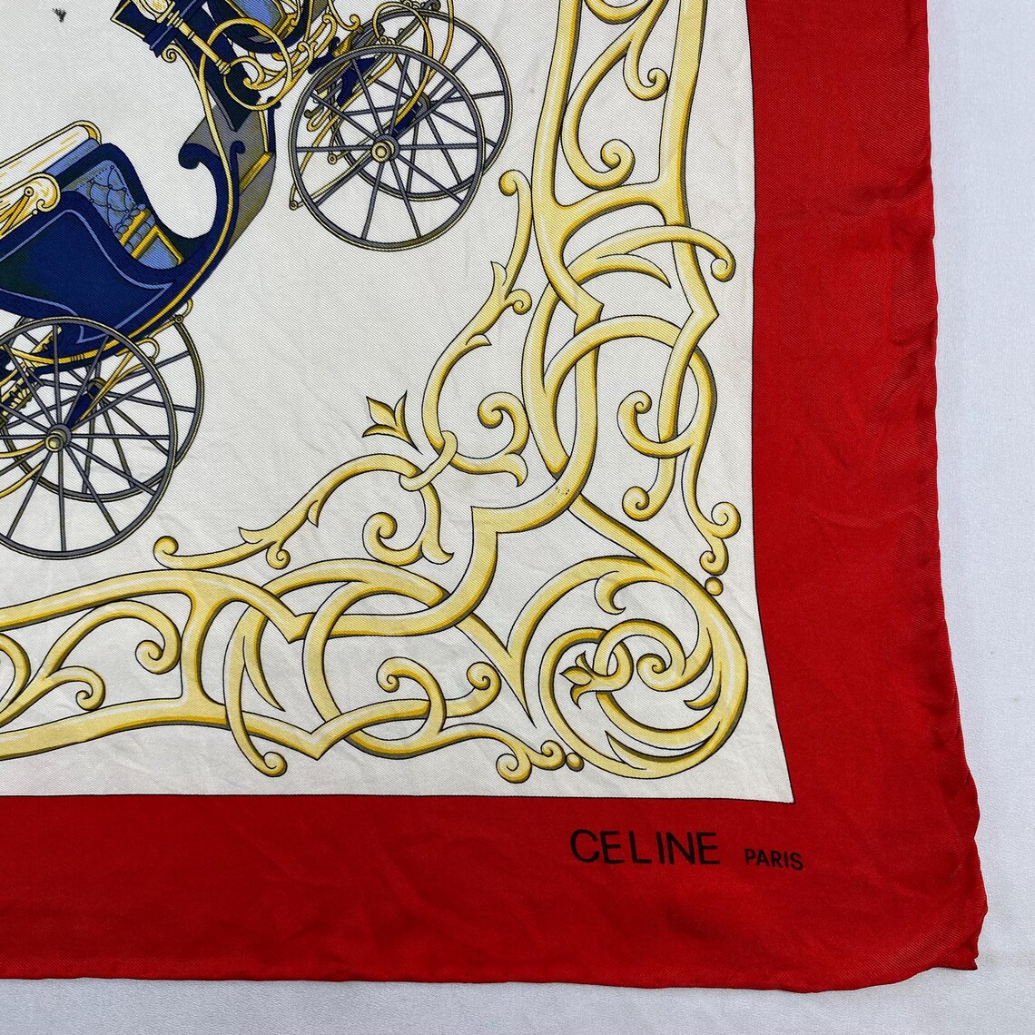 Vintage Celine Silk Scarf, Twill Silk Scarf, Vintage Silk Muffler, Vintage Neck Scarf, Vintage Neck Accessories, Vintage Silk Scarf, foto 4 di 5